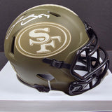 Fred Warner "San Francisco 49ers" Autographed Riddell Green Salute to Service Speed Mini Helmet. Beckett