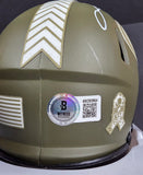 Fred Warner "San Francisco 49ers" Autographed Riddell Green Salute to Service Speed Mini Helmet. Beckett