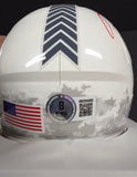 Fred Warner "San Francisco 49ers" Autographed Riddell White Salute to Service Speed Mini Helmet. Beckett