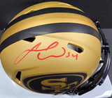 Fred Warner "San Francisco 49ers" Autographed Riddell Gold RAVE Speed Mini Helmet. Beckett