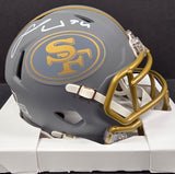 Fred Warner "San Francisco 49ers" Autographed Riddell Grey SLATE Speed Mini helmet. Beckett
