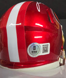 Fred Warner "San Francisco 49ers" Autographed Riddell Red FLASH Speed Mini helmet. Beckett