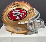Merton Hanks "San Francisco 49ers" Autographed Riddell Gold Speed Mini Helmet. Beckett