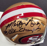 Merton Hanks "San Francisco 49ers" Autographed Riddell Gold Speed Mini Helmet. Beckett