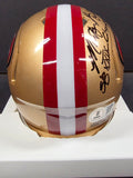 Merton Hanks "San Francisco 49ers" Autographed Riddell Gold Speed Mini Helmet. Beckett