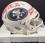 Merton Hanks "San Francisco 49ers & Super Bowl Champion" Autographed Riddell White Salute to Service Mini Helmet, Beckett