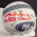 Merton Hanks "San Francisco 49ers & Super Bowl Champion" Autographed Riddell White Salute to Service Mini Helmet, Beckett