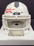 Merton Hanks "San Francisco 49ers & Super Bowl Champion" Autographed Riddell White Salute to Service Mini Helmet, Beckett