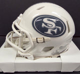 Merton Hanks "San Francisco 49ers & Super Bowl Champion" Autographed Riddell White Salute to Service Mini Helmet, Beckett