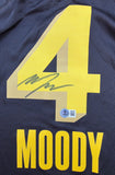 Moses Moody "Golden State Warriors" Autographed Black & Yellow Jersey Size XL. Beckett