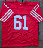 Jesse Sapolu "San Francisco 49ers" Autographed Red Custom XL. JSA