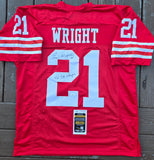 Eric Wright "San Francisco 49ers" Autographed Red Custom XL Jersey. JSA