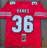 Merton Hanks "San Francisco 49ers" Autographed Red Custom XL Jersey. JSA