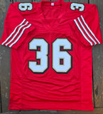 Merton Hanks "San Francisco 49ers" Autographed Red Custom XL Jersey. JSA