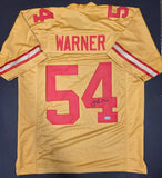 Fred Warner "San Francisco 49ers" Autographed Gold & Red Custom Jersey Size XL. Beckett