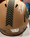 Brock Purdy "San Francisco 49ers" Autographed Salute to Service Riddell Speed Mini Helmet. Fanatics
