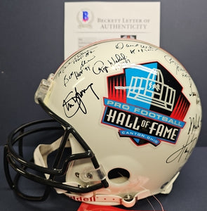 BART STARR, ROGER STAUBACH Autographed 17 HOF Proline Full Size Riddell Helmet. BECKETT