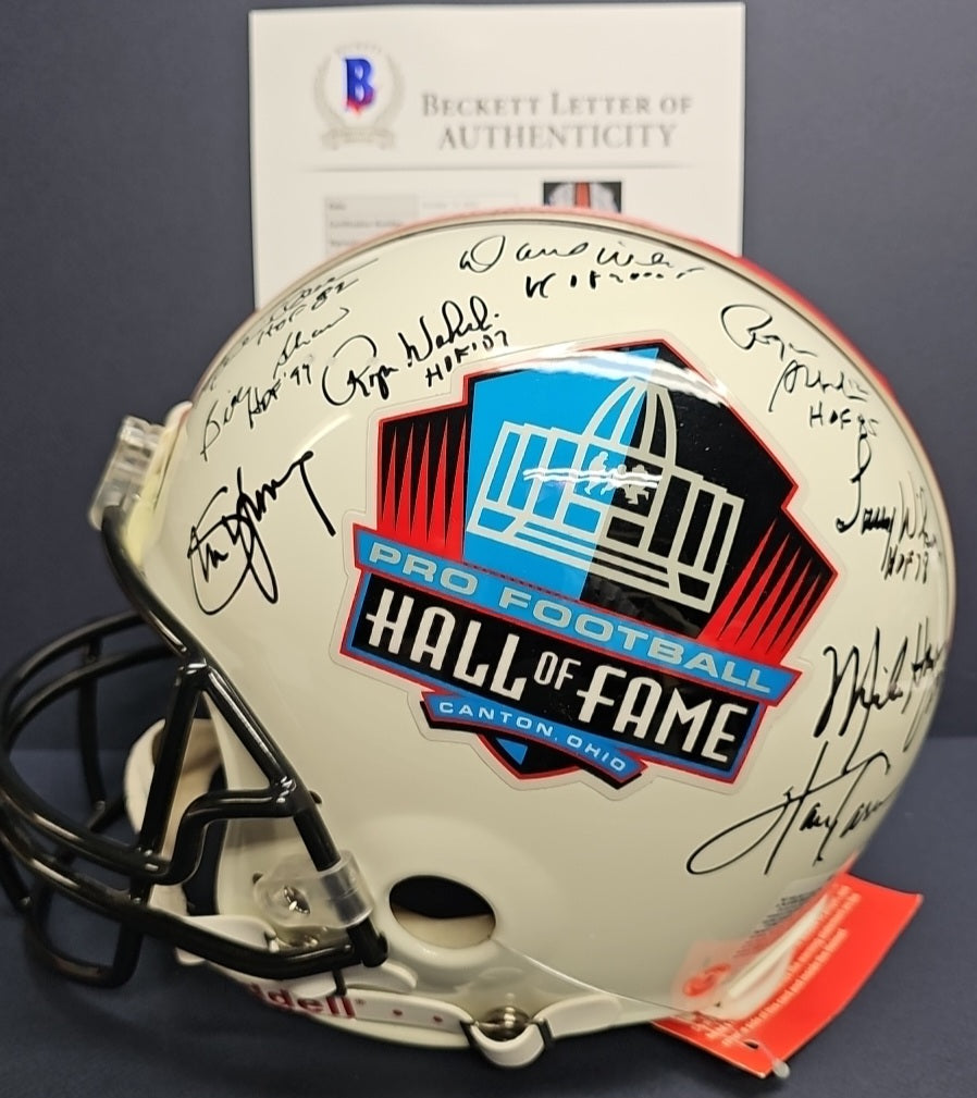 BART STARR, ROGER STAUBACH Autographed 17 HOF Proline Full Size Riddel – EMPIRE SPORTS USA