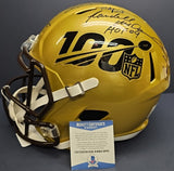 DAN MARINO, RAY LEWIS, EMMITH SMITH, O.J. SIMPSON Autographed 11 NFL 100 Full Size REPLICA HELMET. BECKETT