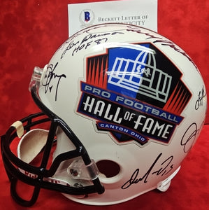 footbal letter on helmet STARR, JOHN ELWAY, TROY AIKMAN, JOE MONTANA, JOE NAMATH Signed 16 HOF – EMPIRE SPORTS USA