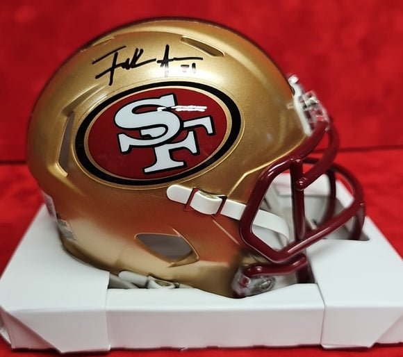 Frank Gore Autographed San Francisco 49ers Throwback 96-08 Riddell Speed Mini Helmet. Beckett