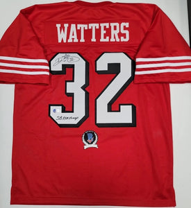 Rickey Watters "San Francisco 49ers" Autographed RED THROWBACK jersey size XL. Beckett