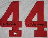 Tom Rathman "San Francisco 49ers" Autographed White Custom jersey size XL. Beckett