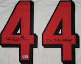 Tom Rathman "San Francisco 49ers" Autographed WHITE THROWBACK Custom jersey size XL. Beckett