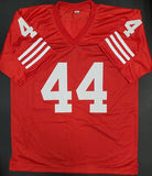 Tom Rathman "San Francisco 49ers"  Autographed RED Custom Jersey size XL. Beckett
