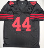 Tom Rathman "San Francisco 49ers" Autographed BLACK & RED Custom jersey size XL. Beckett