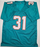 Raheem Mostert " Miami Dolphins" Autographed Teal Custom Jersey size XL. Beckett authentication