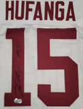Talanoa Hufanga "USC Trojans" Autographed White Custom Jersey size XL. Beckett Authentication