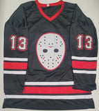 Ari Lehman aka Jason Autographed Friday the 13th Hockey Jersey black & red size XL. JSA Authentication