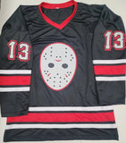 Ari Lehman aka Jason Autographed Friday the 13th Hockey Jersey black & red size XL. JSA