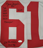 Jesse Sapolu "San Francisco 49ers" Autographed White Custom Jersey Size XL. JSA