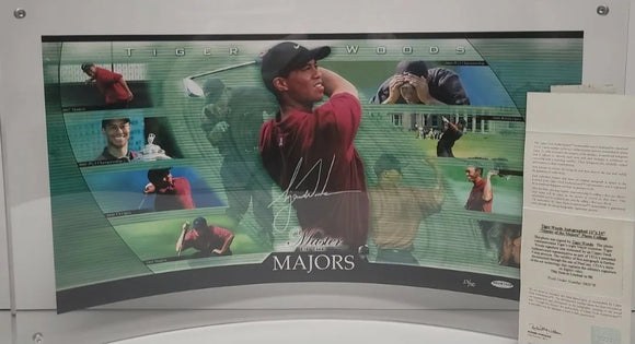 TIGER WOODS Signed MASTERS MAYORS Panoramic Photo Size 12x14. UPPERDECK