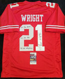 Eric Wright "San Francisco 49ers" Autographed Red Custom Jersey size XL. JSA