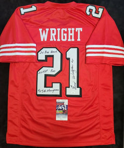 Eric Wright "San Francisco 49ers" Autographed Red Throwback Custom Jersey w/Inscriptions, JSA