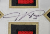 Vernon Davis "San Francisco 49ers" Autographed Custom Jersey Red Size XL. JSA