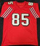 Vernon Davis "San Francisco 49ers" Autographed Custom Jersey Red Size XL. JSA