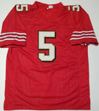 Jeff Garcia "San Francisco 49ers" Autographed Red Custom size XL Jersey. JSA