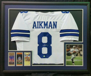 Troy Aikman Autographed Jersey: 43x35 Frame