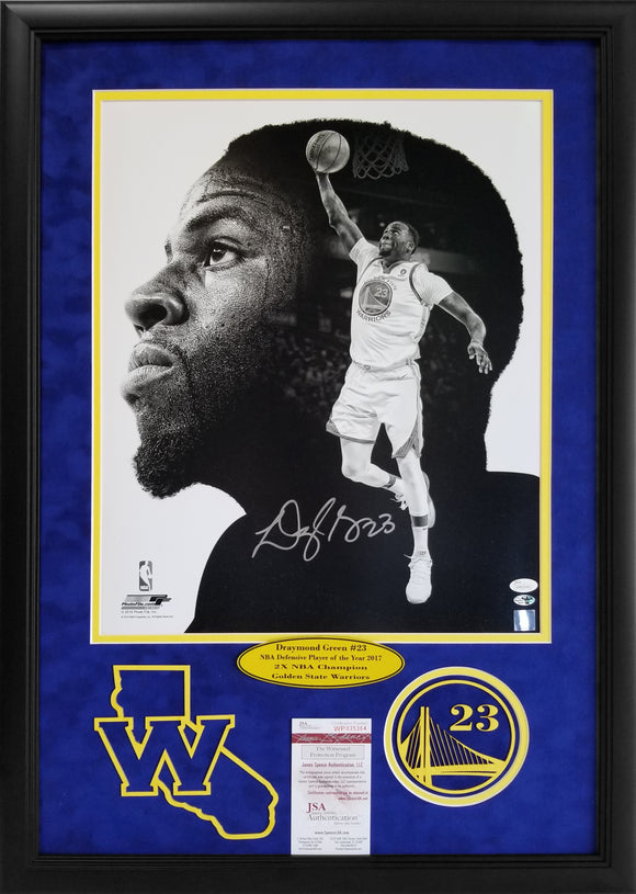 Draymond Green Golden State Warriors, Three Time NBA Champion Autographed  Jersey Framed. JSA