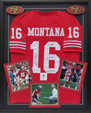 Joe Montana "I left My Heart in San Francisco" Autographed Red jersey Framed. Beckett Authentication