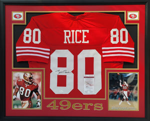 Jerry Rice "San Francisco 49ers" Autographed Jersey Framed. JSA