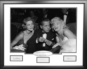 Lauren Bacall, Humphey Bogart and Marilyn Monroe 16x20 Photo with Laser Signature Framed.