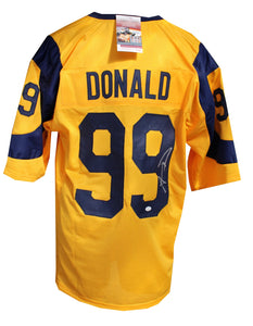 Aaron Donald "Los Angeles Rams" Autographed Yellow/Blue Custom Jersey Size XL. JSA