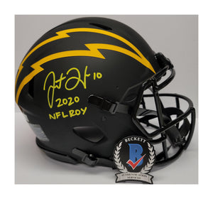 Justin Herbert Autographed Los Angeles Chargers Proline Eclipse Full Size Speed Helmet. Beckett Witness
