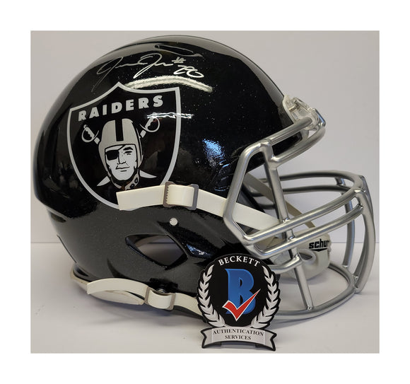 Josh Jacobs Autographed Las Vegas Raiders Proline Full Size Speed Custom Helmet. Beckett Witness