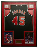 Michael Jordan "Chicago Bulls" Autographed #45 Jersey Frame. JSA